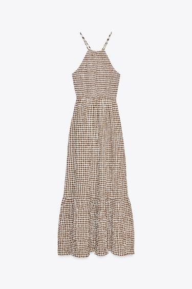 GINGHAM CHECK MIDI DRESS - Brown by Zara - Image 5
