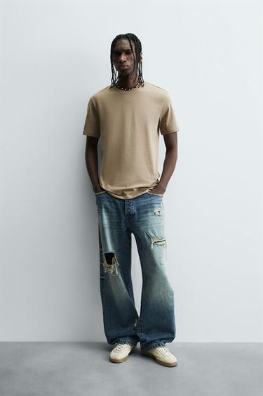 CAMISETA SLIM FIT BÁSICA - Marrón / Topo de Zara - Imagen 0