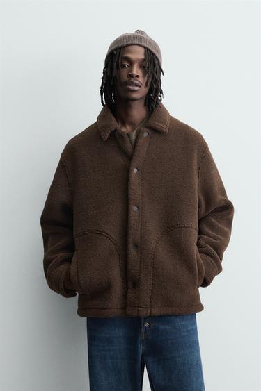 FAUX SHEARLING OVERSHIRT - Brown by Zara