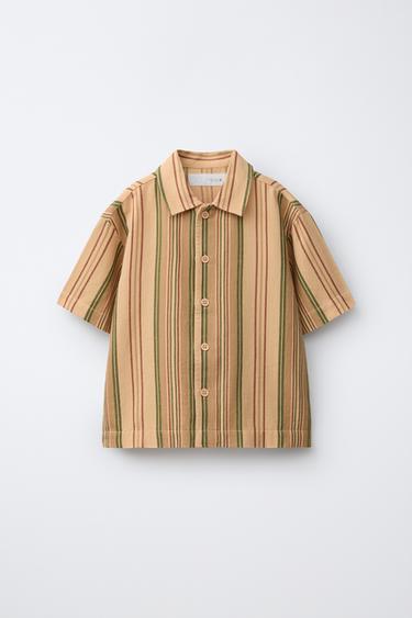 CAMISA RÚSTICA RAYAS - Naranja de Zara - Imagen 0