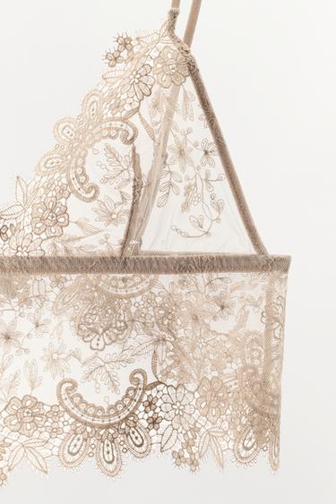 BRALETTE TRIANGULAIRE DENTELLE - rose poudré de Zara - Image 6