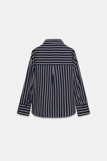 CHEMISE À RAYURES - Bleu de Zara - Image 7