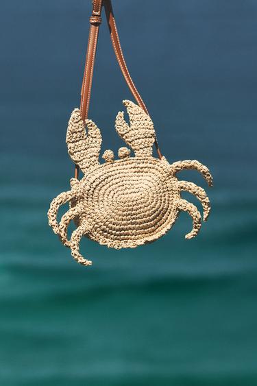 RAFFIA-EFFECT CRAB CROSSBODY BAG - Ecru White by Zara
