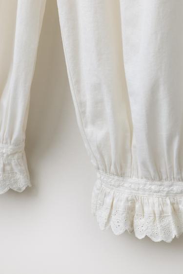 PANTALON DE PYJAMA BRODÉ ÉDITION LIMITÉE - Écru de Zara - Image 5