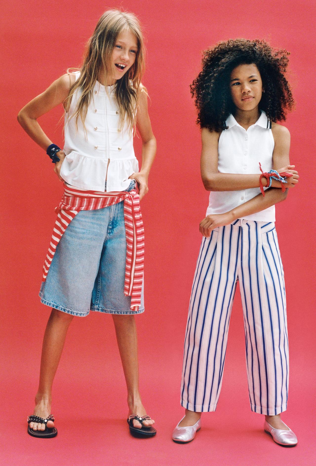 STRIPED BARREL PANTS — Ecru / Blue