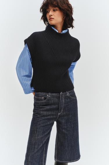 RIB KNIT VEST - Navy blue by Zara