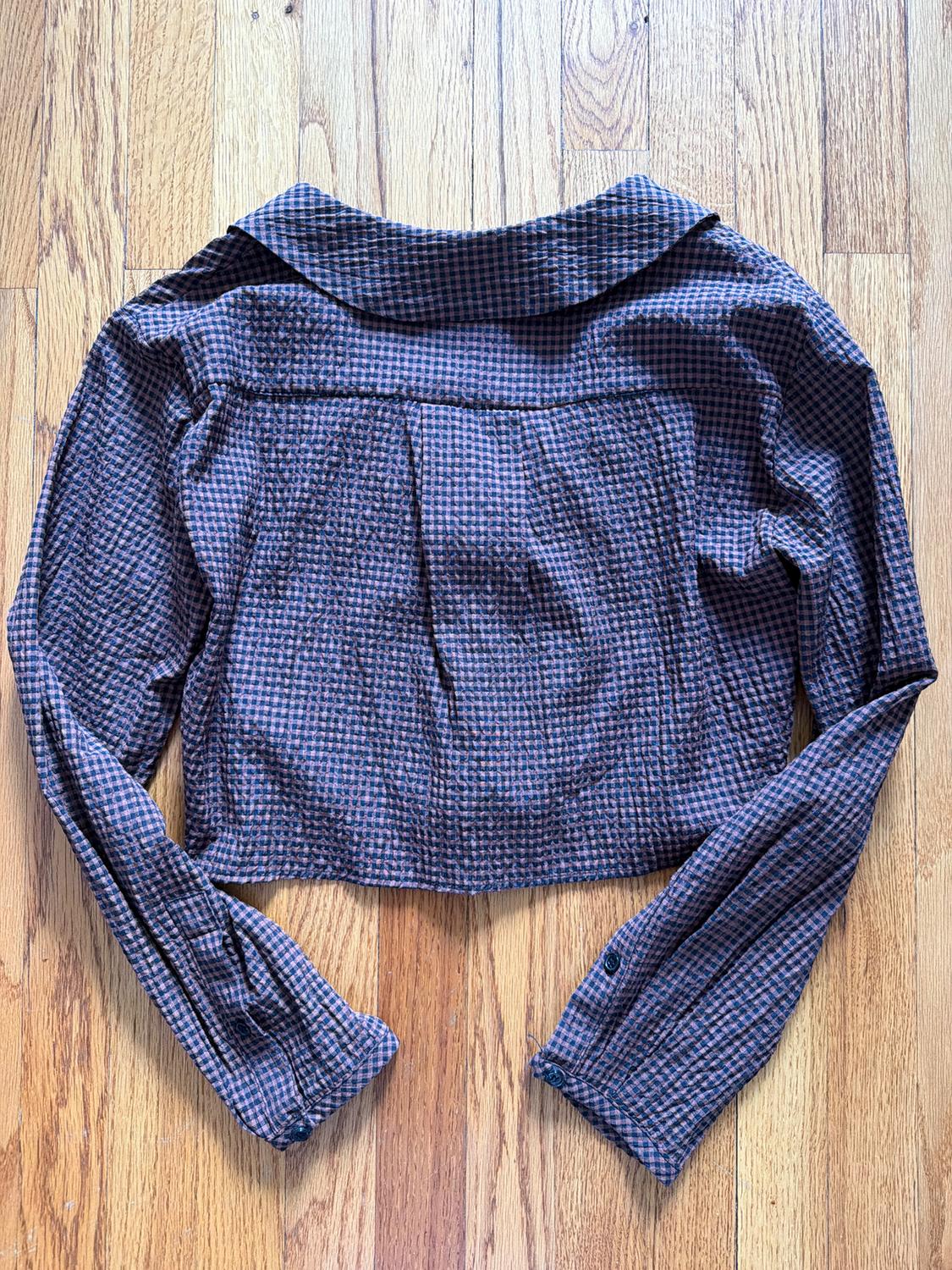 CAMISA CROP CUADROS CUELLO BOBO - Image 3