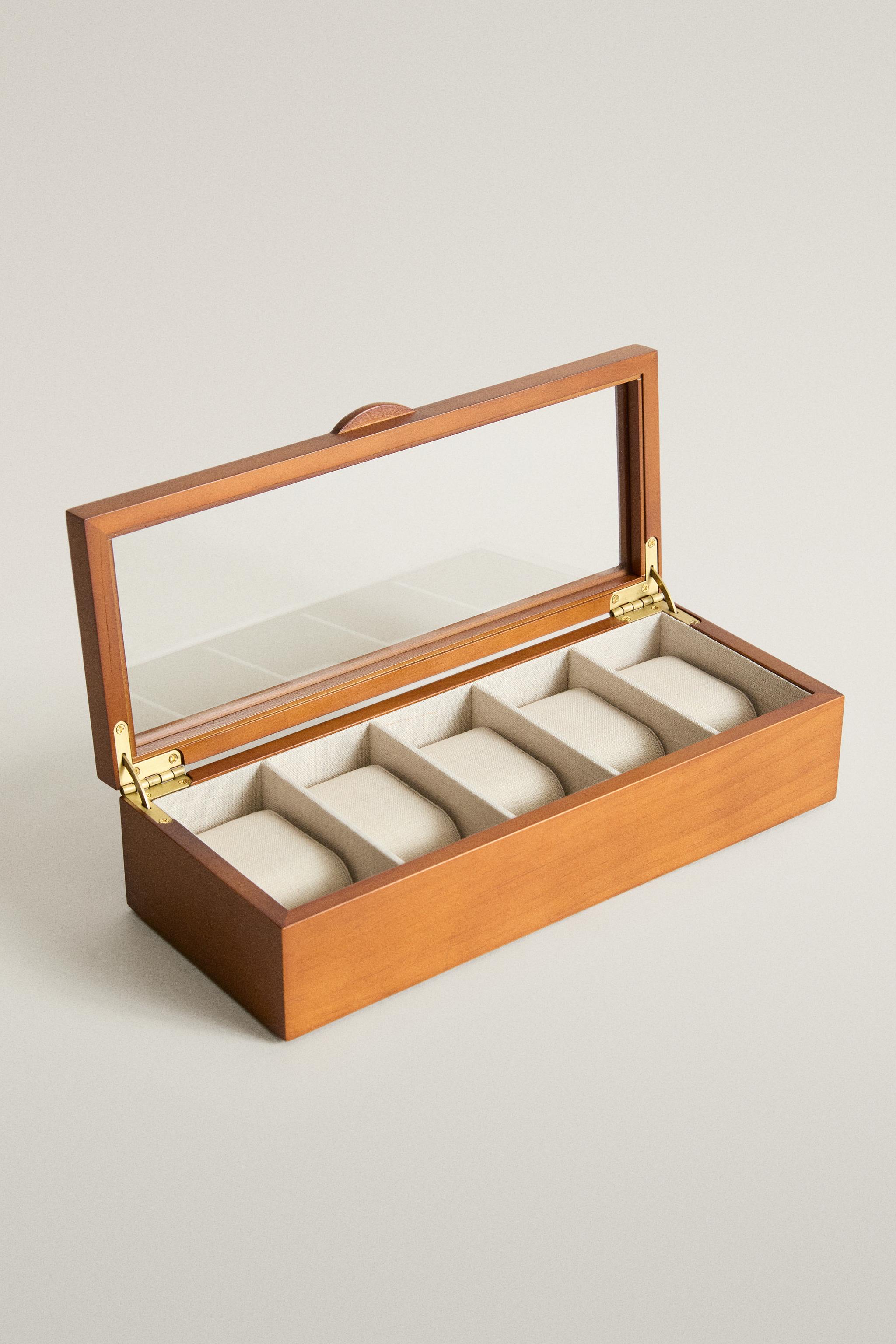 WOODEN AND LINEN WATCH BOX