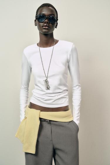 CAMISETA BÁSICA ALGODÓN - Blanco de Zara