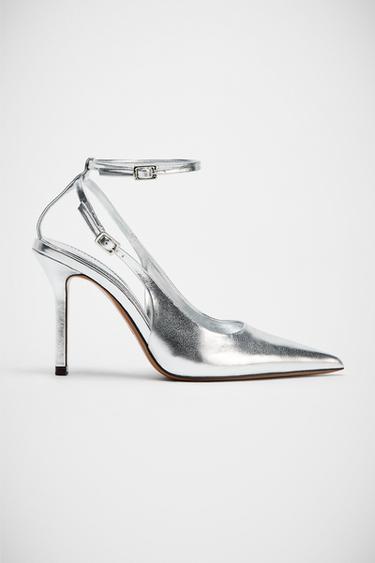 METALLIC-EFFECT SLINGBACK SHOES - Silver by Zara