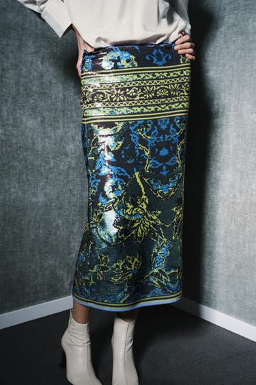 ZW COLLECTION LIMITED EDITION SEQUIN MIDI SKIRT - Multicoloured by Zara