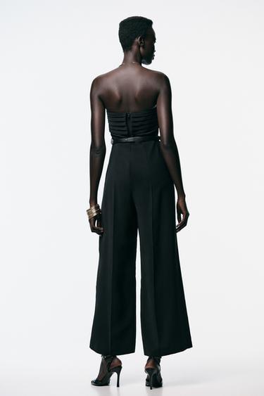 CREPE BUSTIER JUMPSUIT WITH BELT - Black by Zara - Image 5