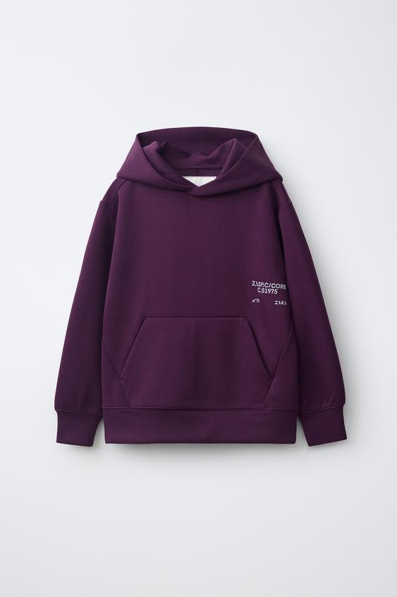 Zara SWEATER MAJICA S KAPULJAČOM I PORUKOM SPORTY – Ljubičasta – Slika 0