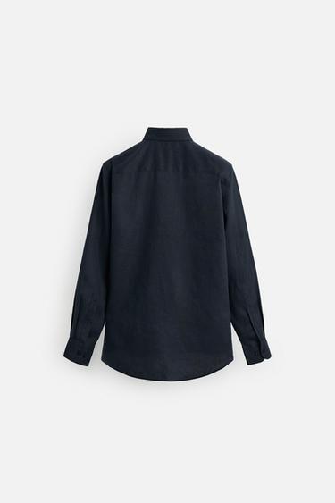 100% LINEN SHIRT - Navy blue by Zara