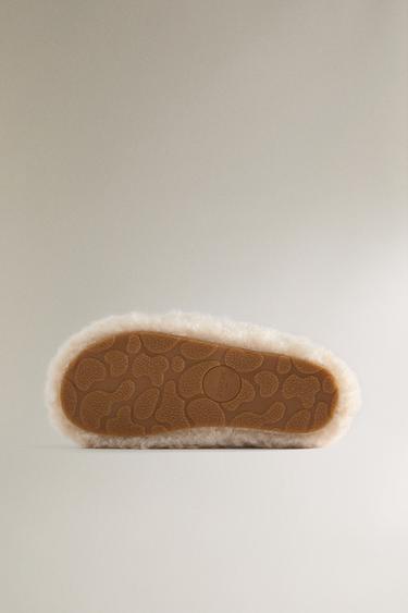 CHILDREN'S FAUX SHEARLING BALLERINAS - Ecru White by Zara - Image 4