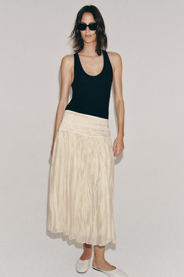 JUPE MIDI DRAPÉE ZW COLLECTION - Beige de Zara - Image 5