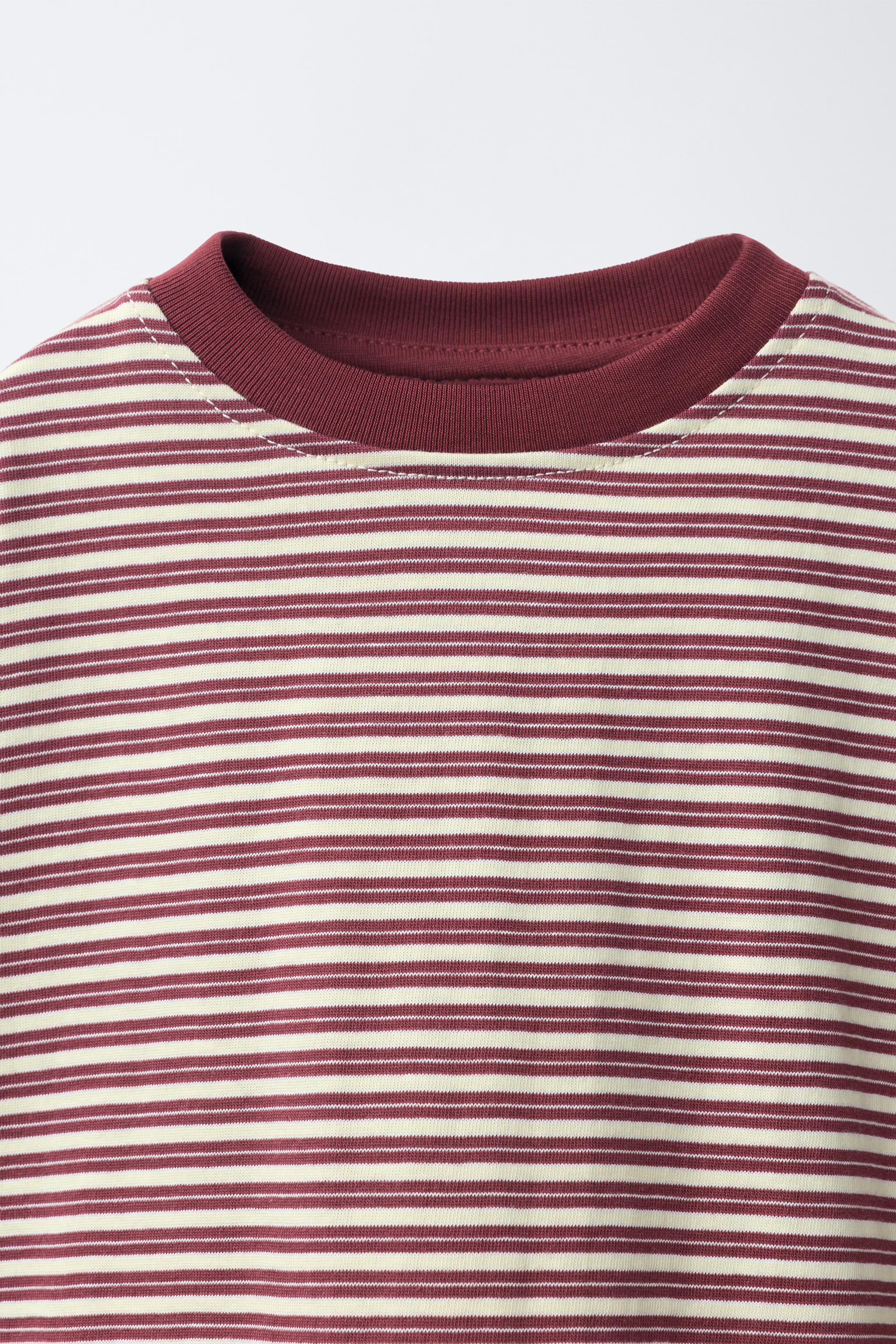 CONTRAST NECK STRIPED T-SHIRT