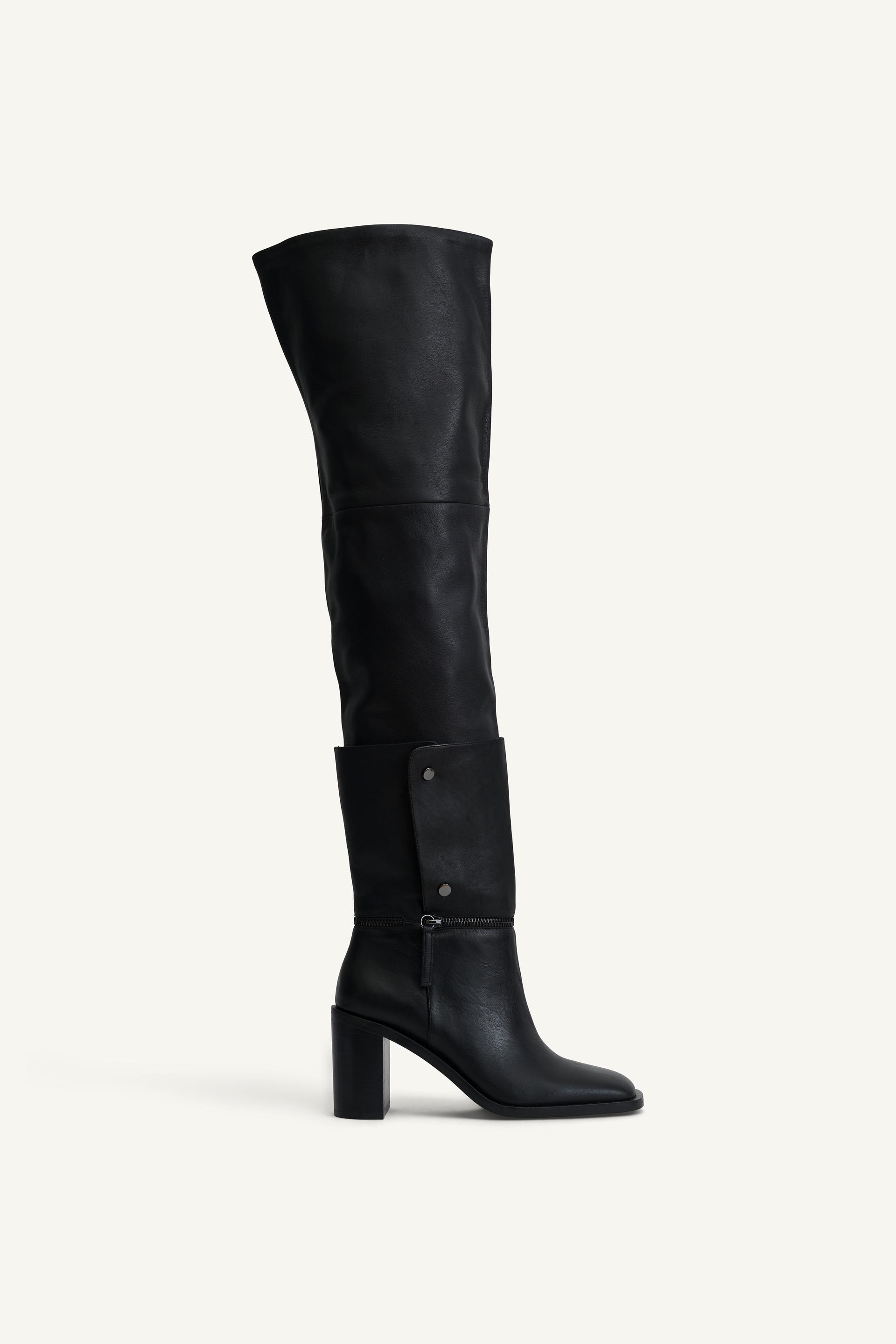 NEW deals ZARA LEATHER KNEE HIGH BOOTS