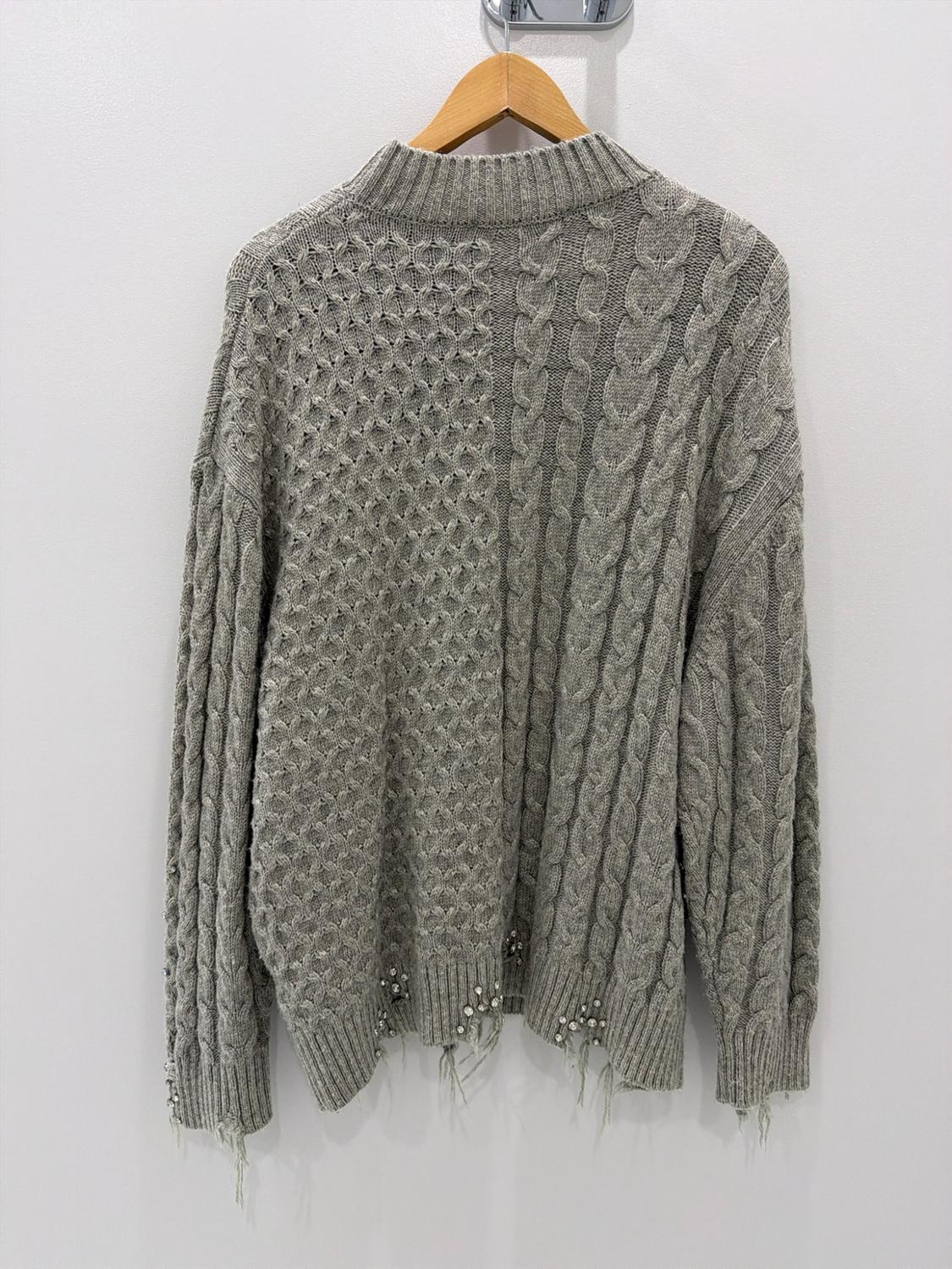 STUDDED BRAIDED KNIT SWEATER - Image 5