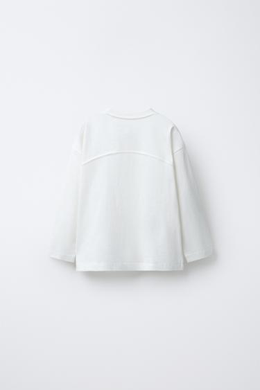T-SHIRT OURS INSCRIPTION BRODÉE - Blanc de Zara - Image 1