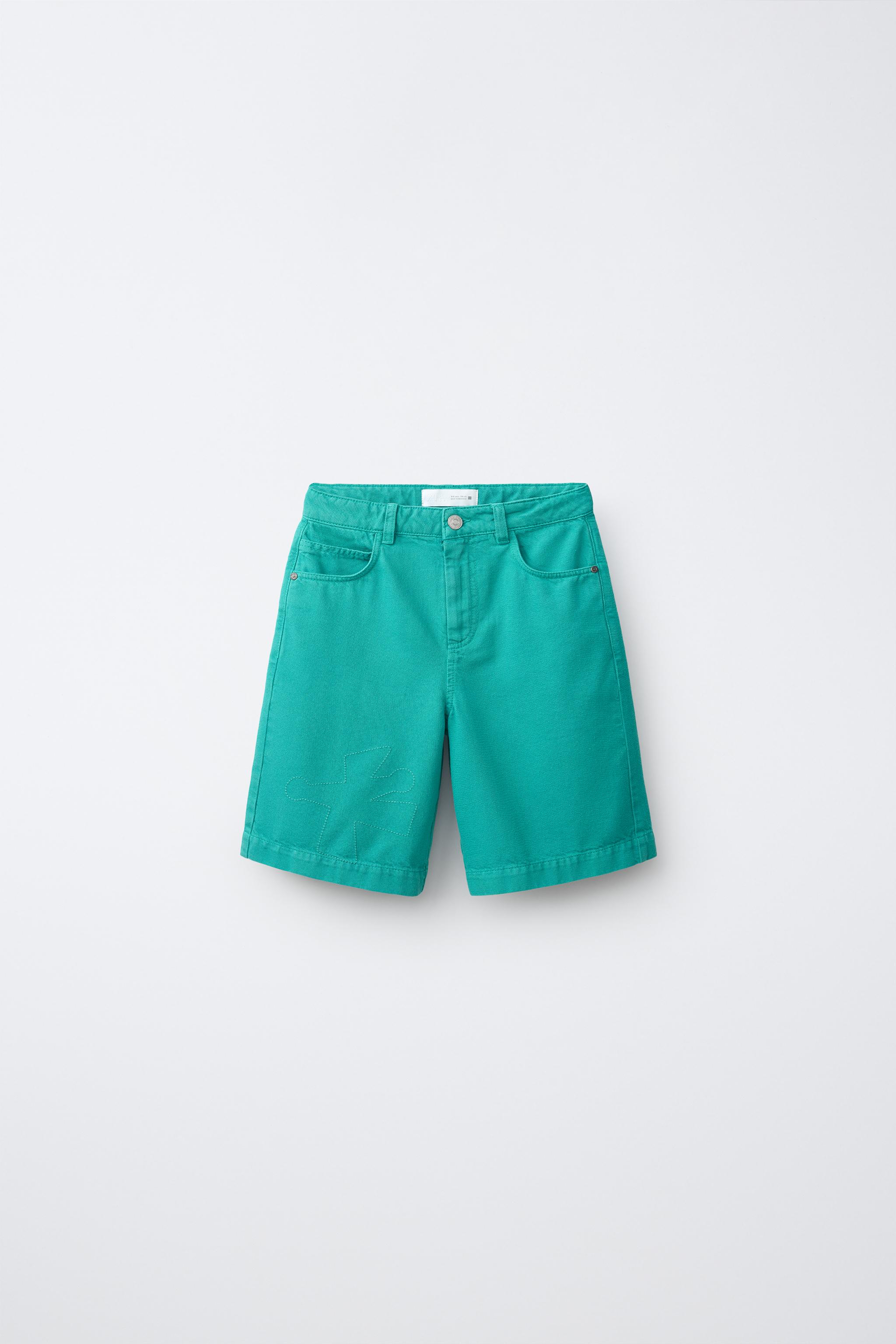 SOLID DENIM BERMUDA SHORTS