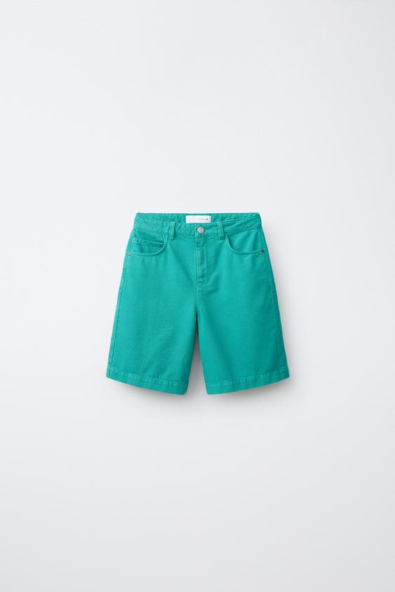 PLAIN DENIM BERMUDA SHORTS - Turquoise green de Zara - Imagen 0