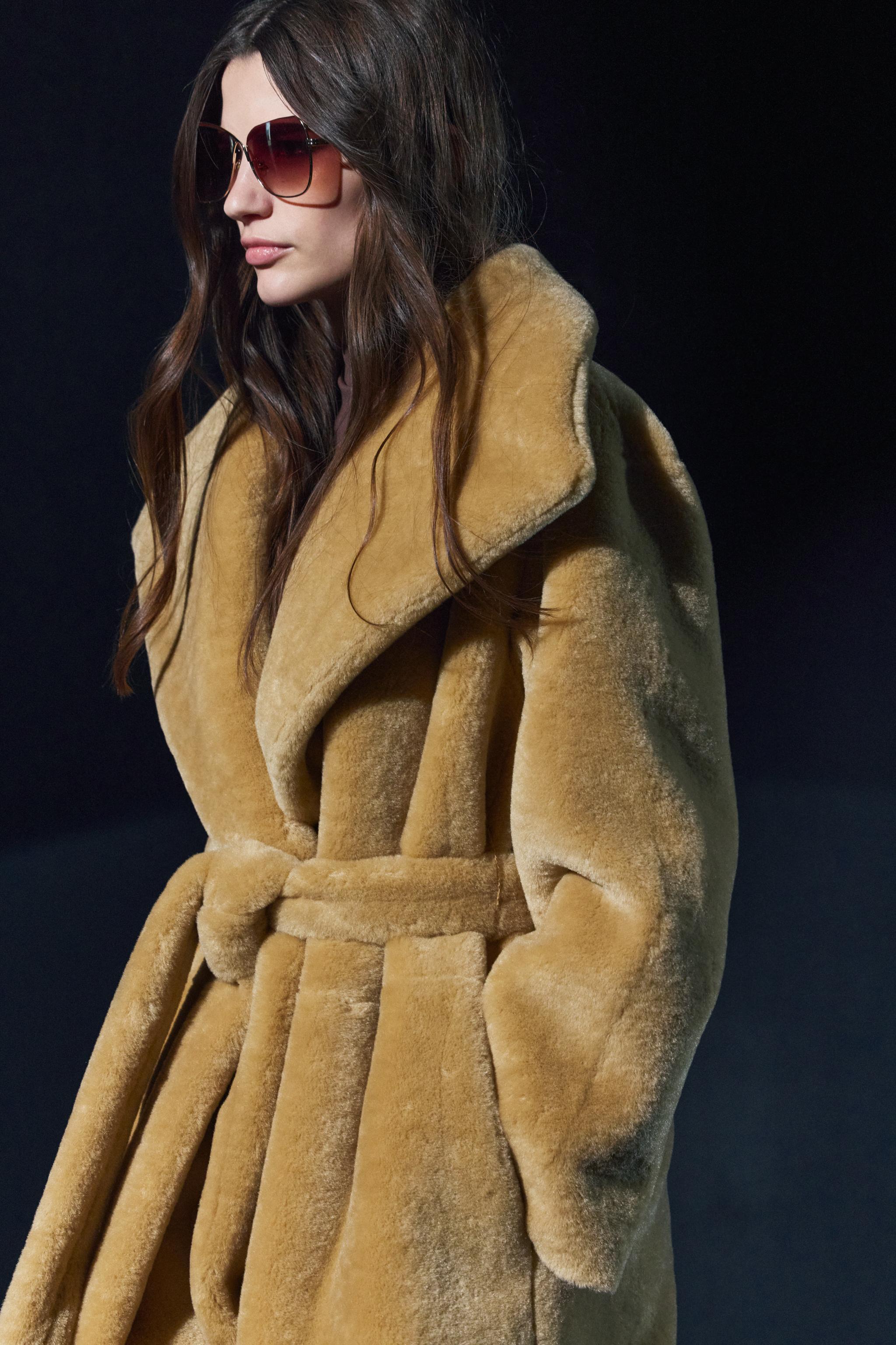 ZW COLLECTION BELTED FAUX FUR COAT