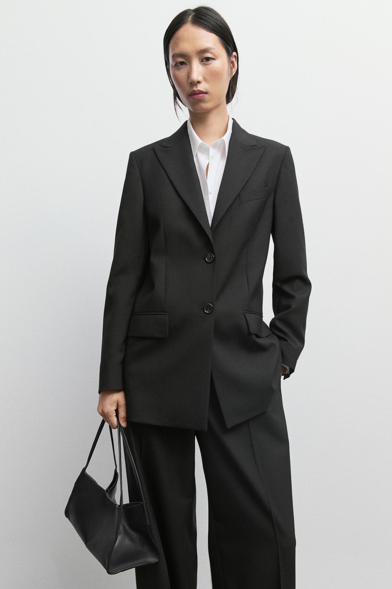 100% Wool Suit Blazer — Black