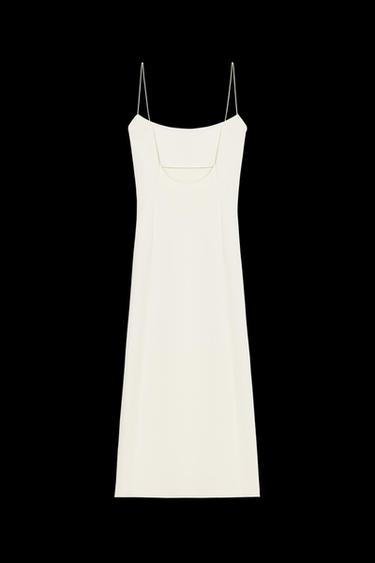 Zara STRETCH MIDI DRESS - Oyster-white