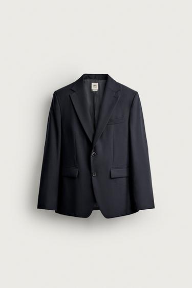 КОСТЮМНЫЙ ПИДЖАК В КЛЕТКУ ИЗ 100% ШЕРСТИ — МОРСКОЙ ТЕМНО-СИНИЙ от Zara