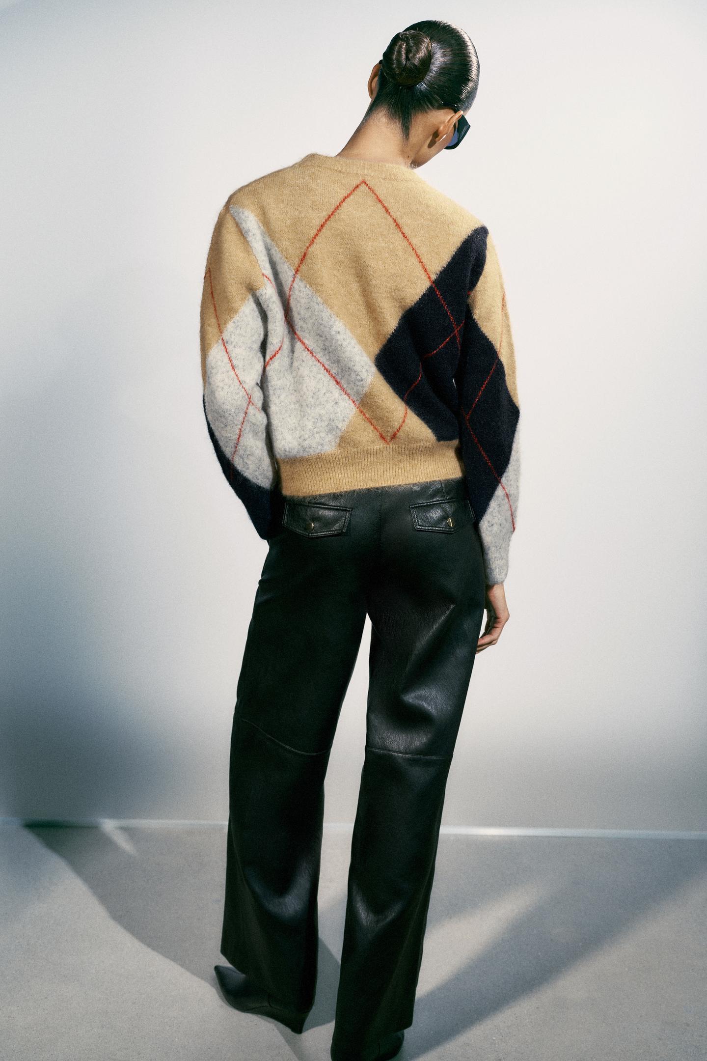 Женский свитер Zara Argyle Knit, цвет: Разноцветный — фото 5