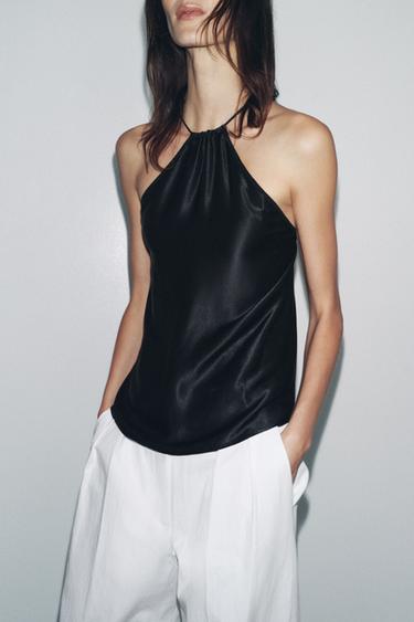 ZW COLLECTION HALTER TOP - Black by Zara - Image 3