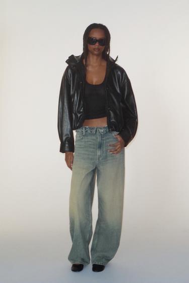 CHAQUETA EFECTO PIEL VOLUMEN - Negro de Zara