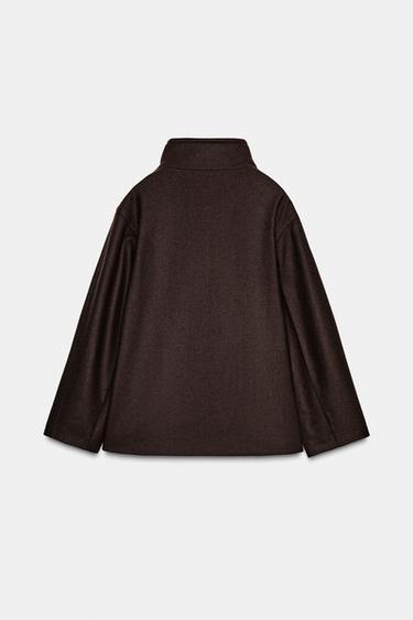 MANTEAU COURT AVEC LAINE ET COL MONTANT - Marron de Zara - Image 8
