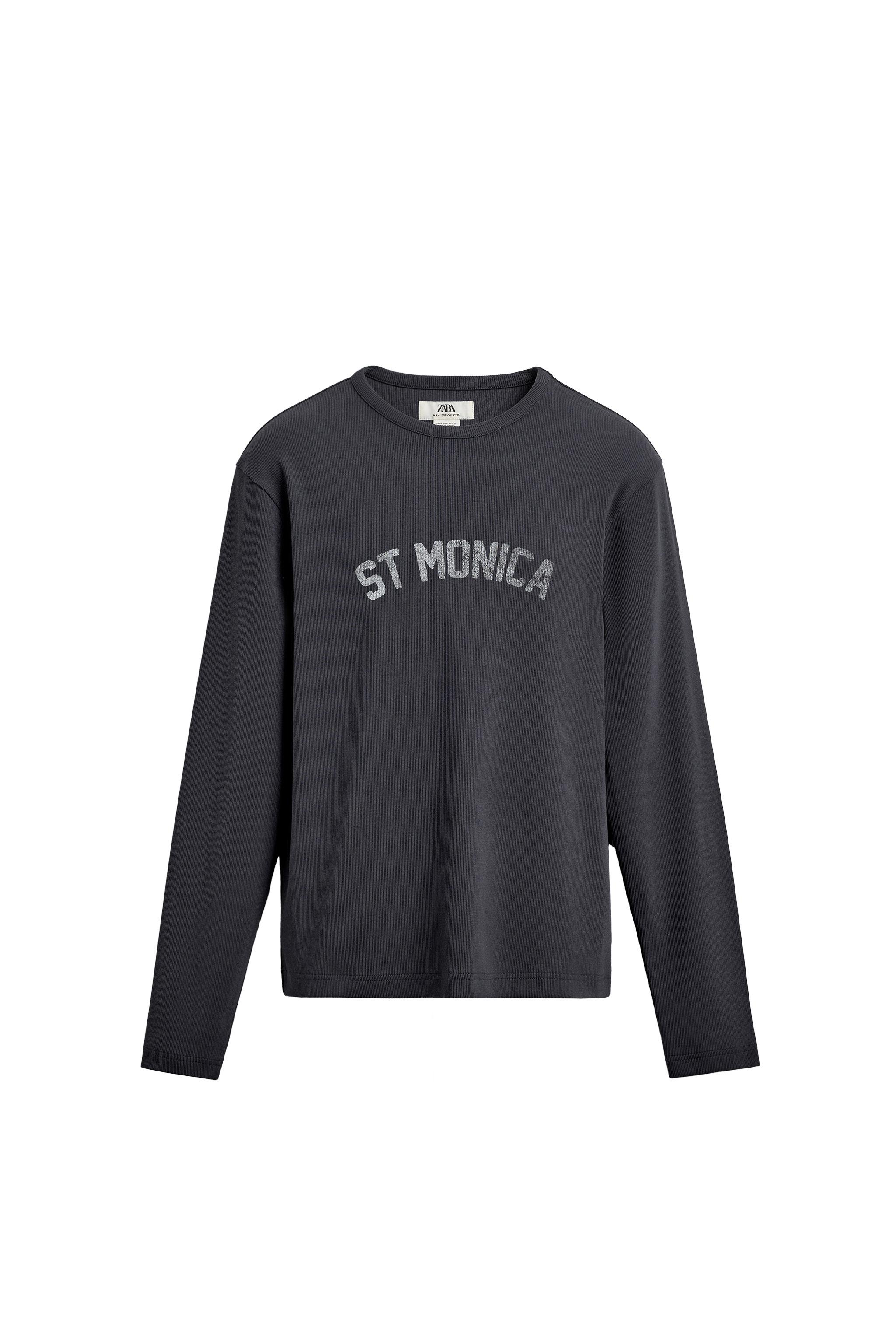 WASHED PRINT RIBBED T-SHIRT