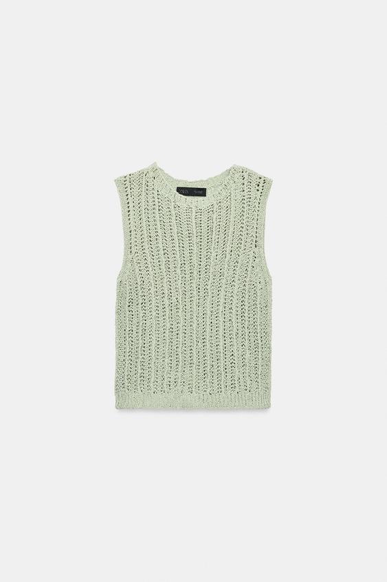 KNIT WAISTCOAT - Mid-green by Zara - Image 0