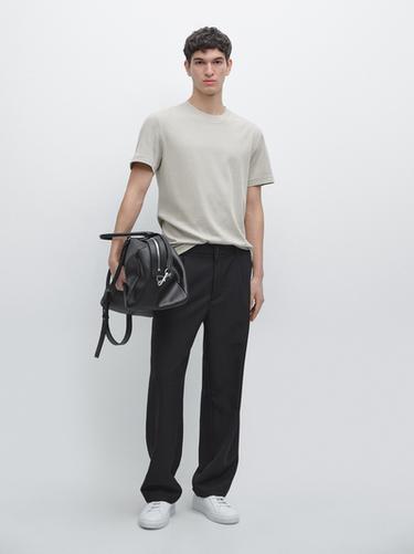 Camiseta manga corta mezcla algodón - Crudo de Zara