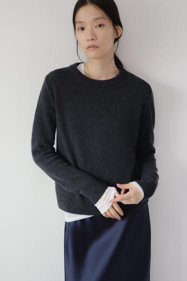 CASHMERE AND WOOL LONG SLEEVE SWEATER - Dark grey by Zara