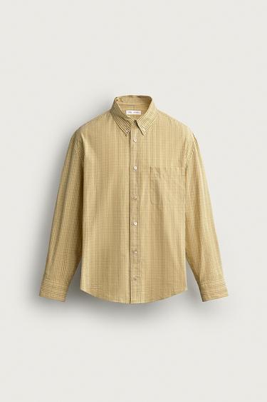 CAMISA RELAXED FIT ALGODÓN CUADROS - Amarillo claro de Zara