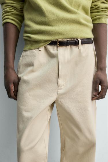 REGULAR FIT CHINO TROUSERS - Light beige by Zara