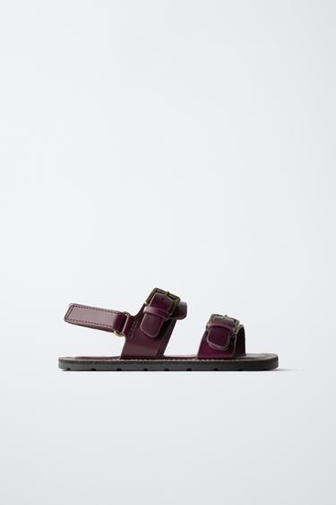 SANDÁLIA DE COURO - Violeta-beringela da Zara