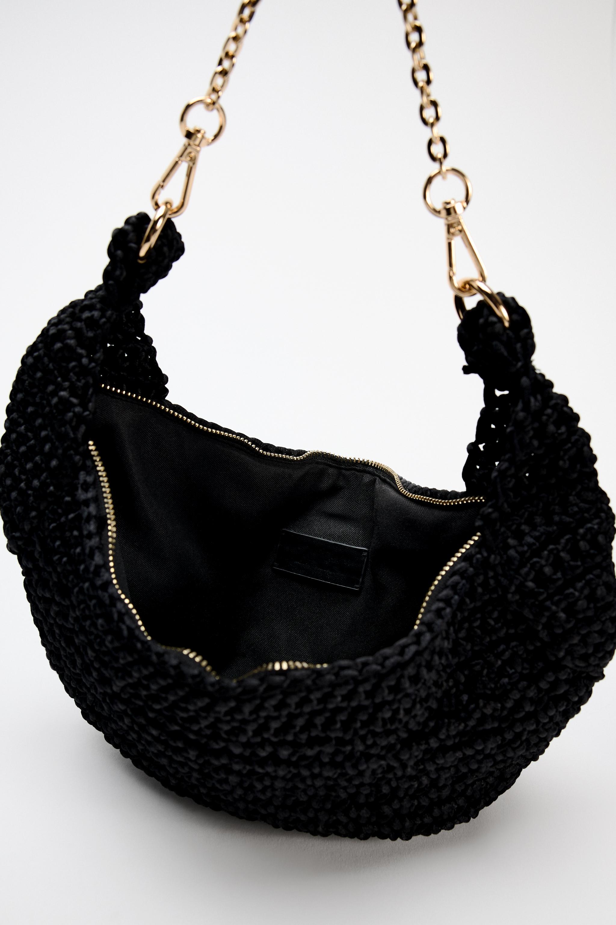 Zara Woven Shoulder Bag Black Women