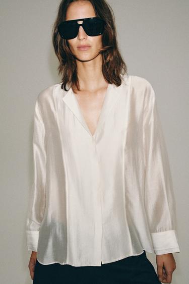 FLUIDE BLOUSE ZW COLLECTIE - Gebroken wit van Zara