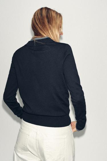 PLAIN KNIT POLO SHIRT - Navy blue by Zara - Image 5