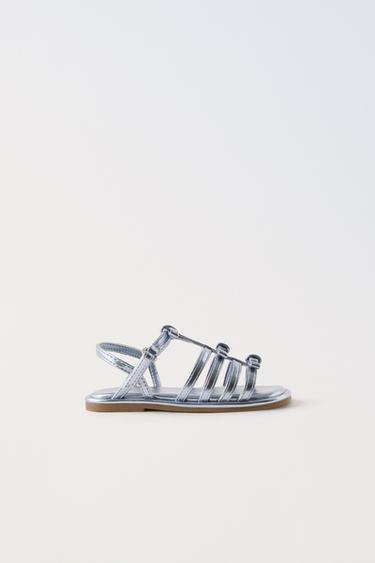 METALLIC SANDALS WITH BOWS - Blue by Zara