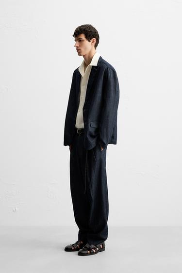 PANTALON DENIM WIDE FIT CROPPED - Indigo de Zara - Image 3