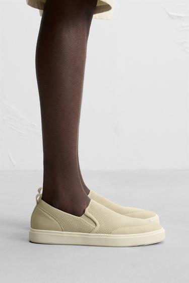 KNIT FABRIC SNEAKERS - Bone White by Zara - Image 0