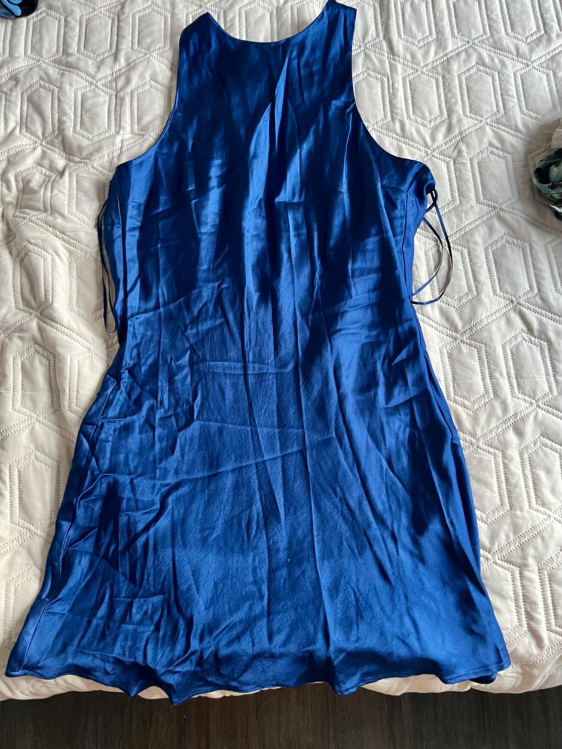 SATIN DRESS WITH RHINESTONE CHAIN