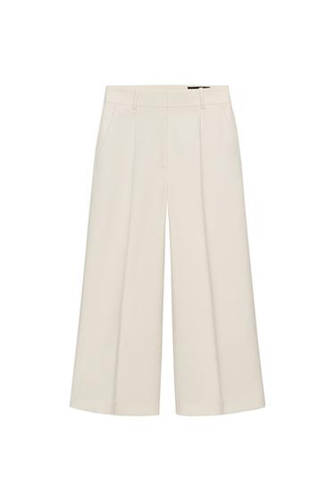 PANTALÓN CROPPED NERVIO ZW COLLECTION - Beige claro de Zara