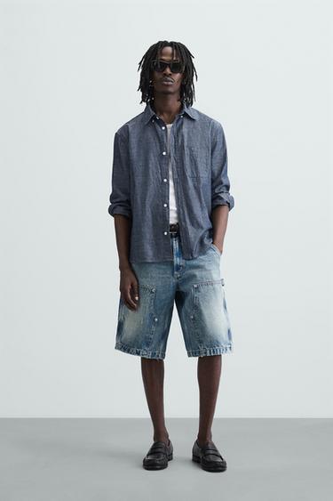 BERMUDA BAGGY FIT  BOLSILLO CARPINTERO - Azul de Zara - Imagen 0